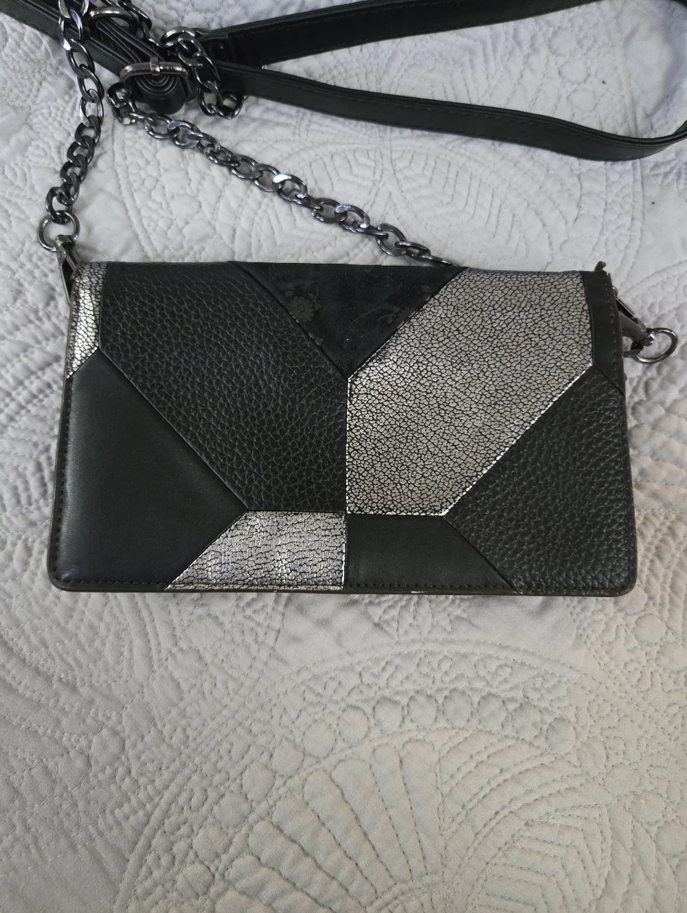 Coach Black Floral Patchwork Crossbody with Metallic Accents - Picture 2 of 6